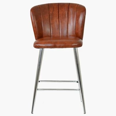 Dove Bar Stool Tan Brown Leather & Chrome Leg