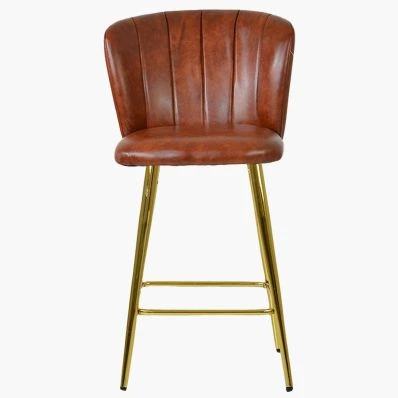 Dove Bar Stool Tan Brown Leather & Gold Leg