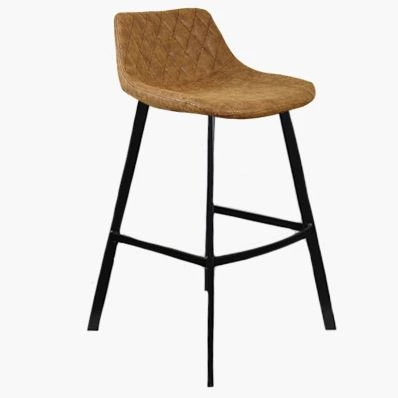 Duran Bar Stool Antique Brown Leather & Black Leg