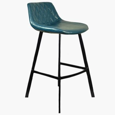 Duran Bar Stool Blue Leather & Black Leg