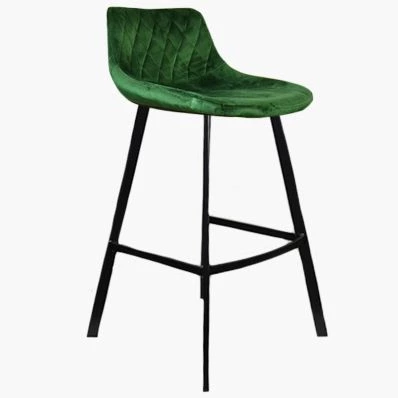 Duran Bar Stool Green Velvet & Black Leg