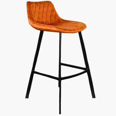 Duran Bar Stool Burnt Orange Velvet & Black Leg