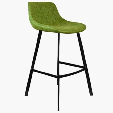 Duran Bar Stool Vintage Green Leather & Black Leg