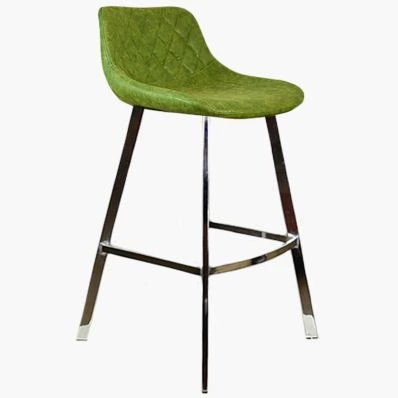 Duran Bar Stool Vintage Green Leather & Chrome Leg