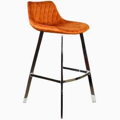 Duran Bar Stool Burnt Orange Velvet & Chrome Leg