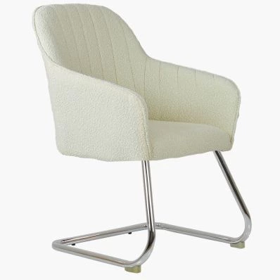 Hays Office Chair Cream Boucle Fabric & Chrome Base