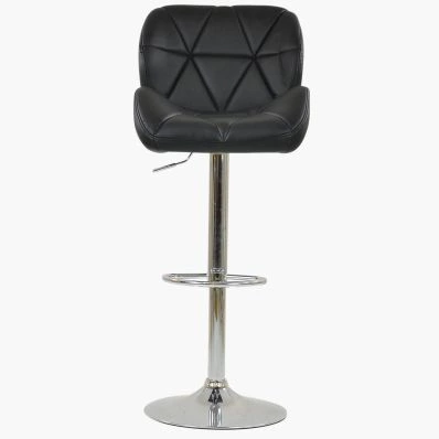 Eris Bar Stool Black Leather & Chrome Base
