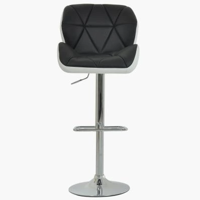 Eris Bar Stool Black & White Leather & Chrome Base