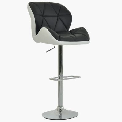 Eris Bar Stool Black & White Leather & Chrome Base