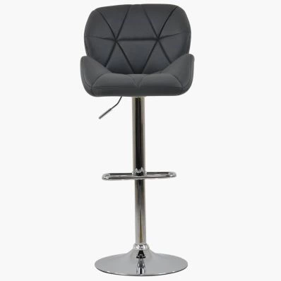 Eris Bar Stool Dark Grey Leather & Chrome Base