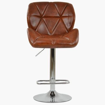 Eris Bar Stool Tan Brown Leather & Chrome Base