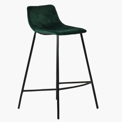 Fallow Bar Stool Green Velvet & Black Leg