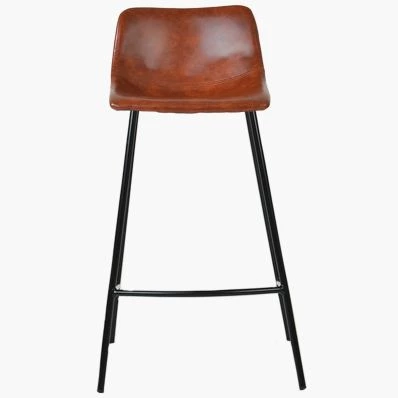 Fallow Bar Stool Tan Brown Leather & Black Leg