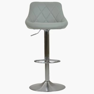 Ferrero Bar Stool Grey Leather & Brushed Steel Base