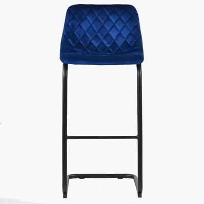 Finn Bar Stool Blue Velvet & Black Leg