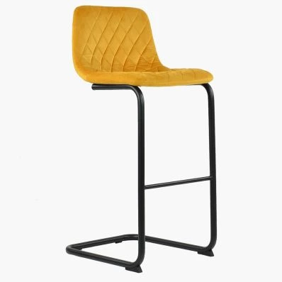 Finn Bar Stool Gold Velvet & Black Leg