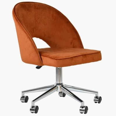 Flair Office Chair Burnt Orange Velvet & Chrome