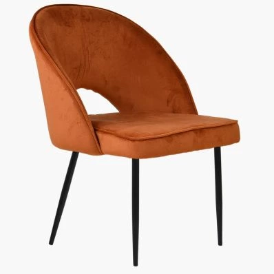 Flair Dining Chair Burnt Orange Velvet & Black Legs