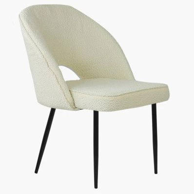 Flair Dining Chair Cream Boucle Fabric & Black Legs