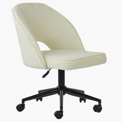 Flair Office Chair Cream Boucle Fabric & Black
