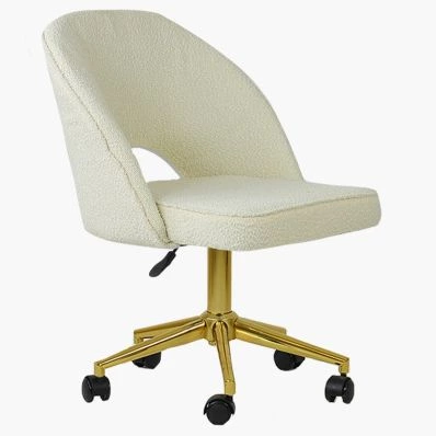 Flair Office Chair Cream Boucle Fabric & Gold
