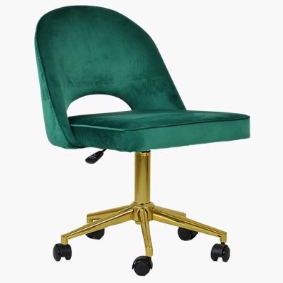 Flair Office Chair Green Velvet & Gold