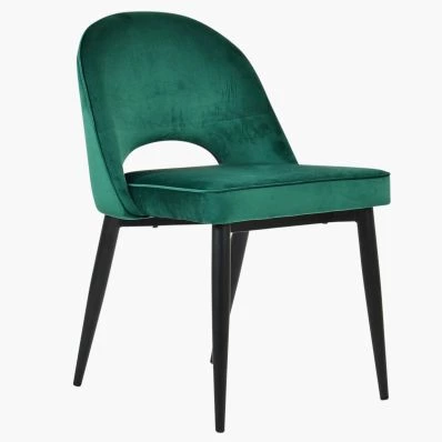 Flair Dining Chair Green Velvet & Black Legs