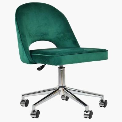 Flair Office Chair Green Velvet & Chrome