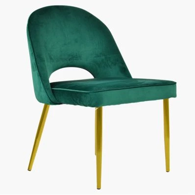 Flair Dining Chair Green Velvet & Gold Legs