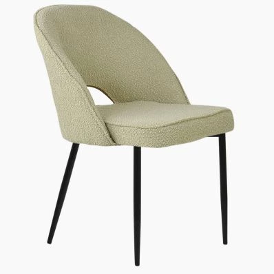 Flair Dining Chair Mink Boucle Fabric & Black Legs