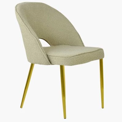 Flair Dining Chair Mink Boucle Fabric & Gold Legs