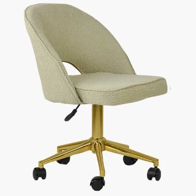 Flair Office Chair Mink Boucle Fabric & Gold