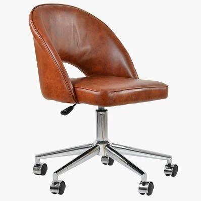 Flair Office Chair Vintage Brown Faux Leather & Chrome