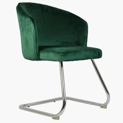 Flek Dining Chair Green Velvet & Chrome Leg