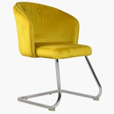 Flek Dining Chair Mustard Velvet & Chrome Leg