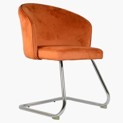Swale Office Chair Burnt Orange Velvet & Chrome Base
