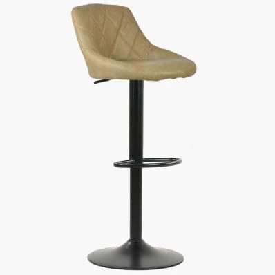 Fleur Bar Stool Cream Leather & Black Base