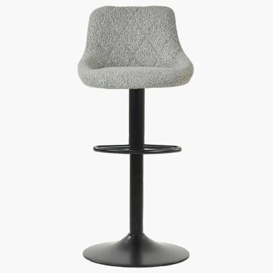 Flo Bar Stool Stone Grey Boucle Fabric & Chrome Base