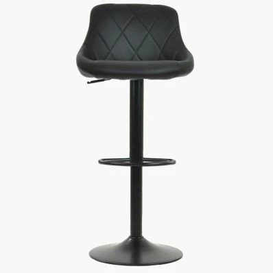 Fleur Bar Stool Black Leather & Black Base