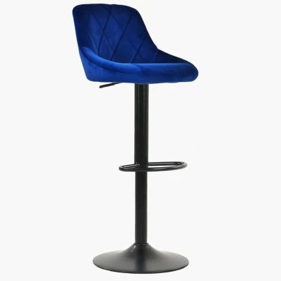 Fleur Bar Stool Blue Velvet & Black Base