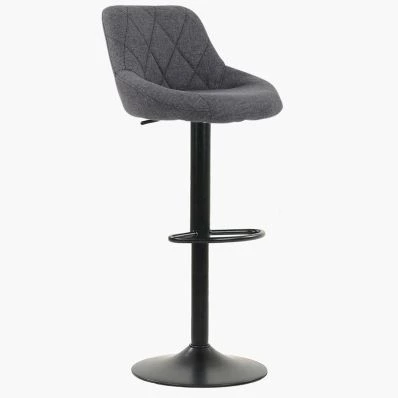 Fleur Bar Stool Grey Fabric & Black Base