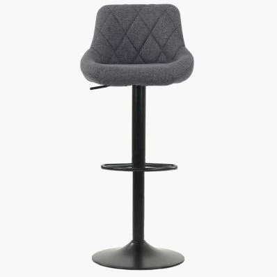 Fleur Bar Stool Grey Fabric & Black Base