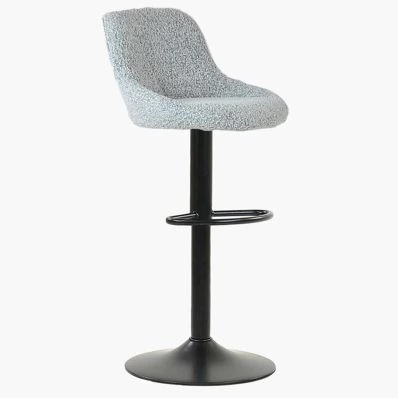 Fleur Bar Stool Grey Boucle Fabric & Black Base