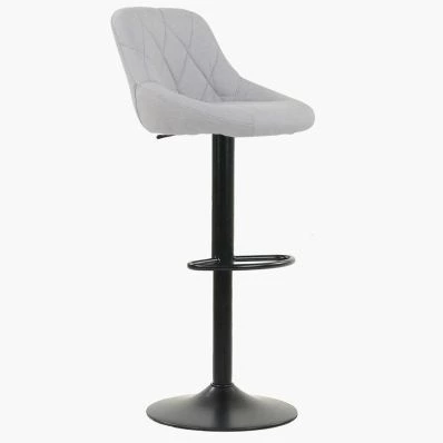 Fleur Bar Stool Grey Fabric & Black Base