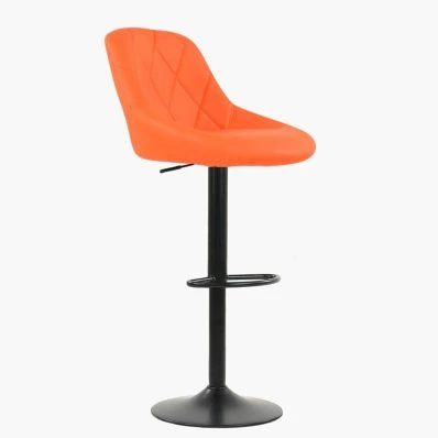 Fleur Bar Stool Orange Leather & Black Base