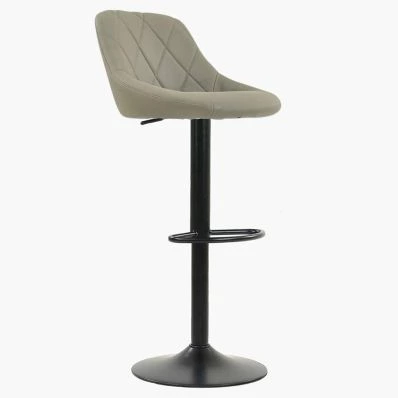 Fleur Bar Stool Taupe Leather & Black Base