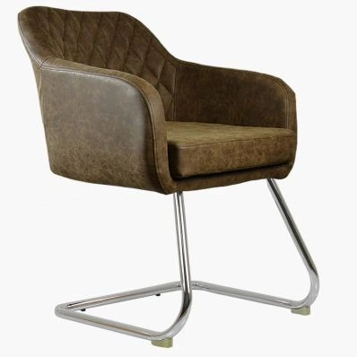Flex Dining Chair Antique Brown Faux Leather & Chrome Leg