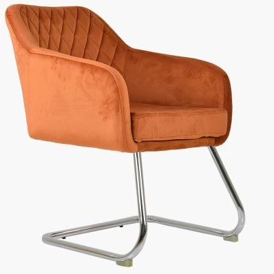 Solo Office Chair Burnt Orange Velvet & Chrome Base