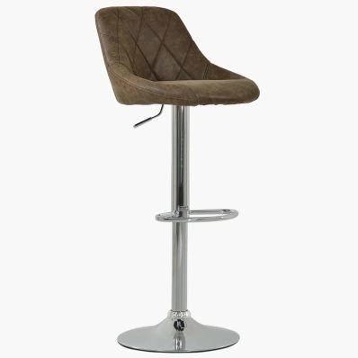 Flo Bar Stool Antique Brown Leather & Chrome Base