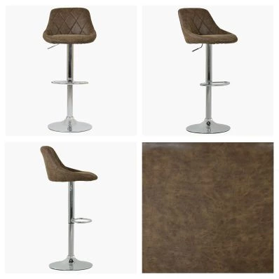 Flo Bar Stool Aged Brown Leather & Chrome Base